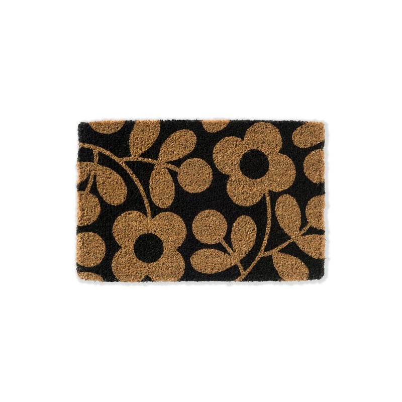 Stem Sprig Coir Doormat 563905 by Orla Kiely in Jet Black